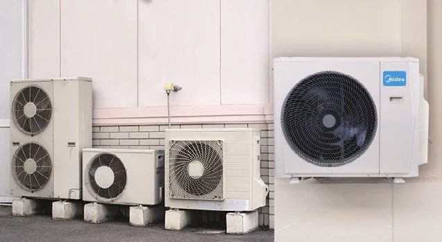 Mitu eraldi välisosa seina ääres ja üks Midea multi-split välisosa